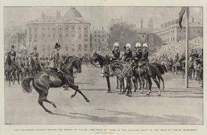 A revisão voluntária diante do Príncipe de Gales, o Duque de York no ponto de saudação na cabeça do 3º Middlesex